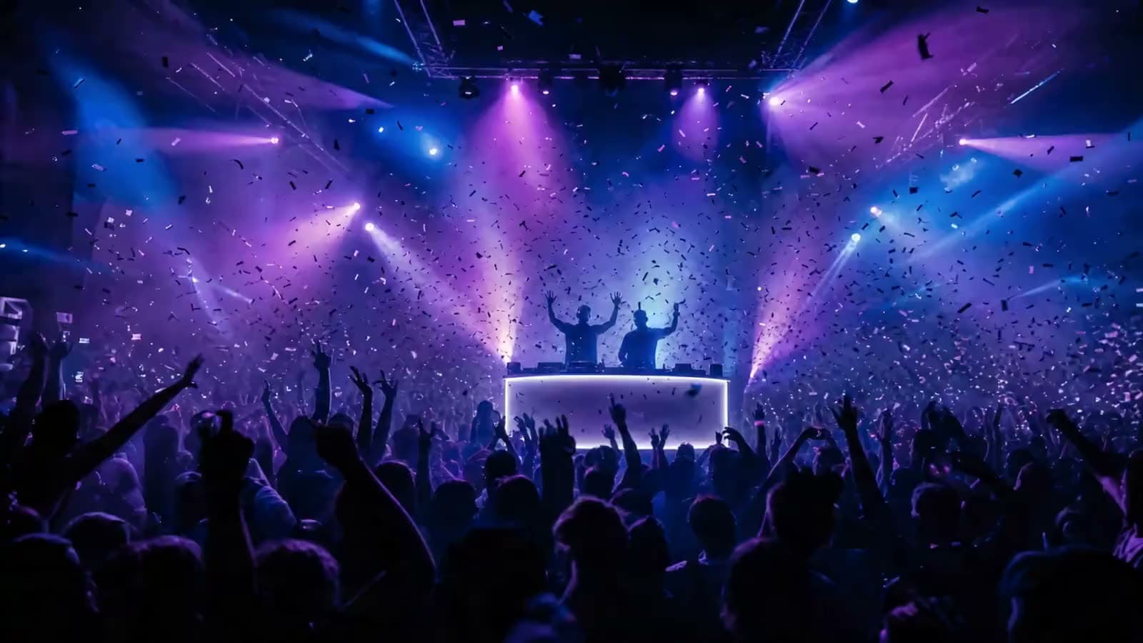 Club plongé dans des faisceaux de lumière violets